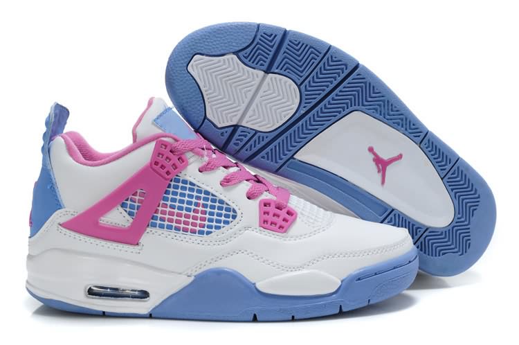 Fashion Womens Air Jordans 4 White Blue Pink